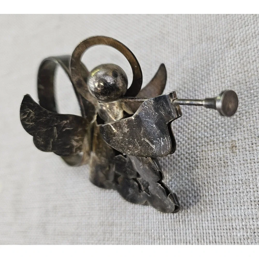 Angel Napkin Rings Set of 6 Silver Tone Vintage Trumpeting Holiday Christmas